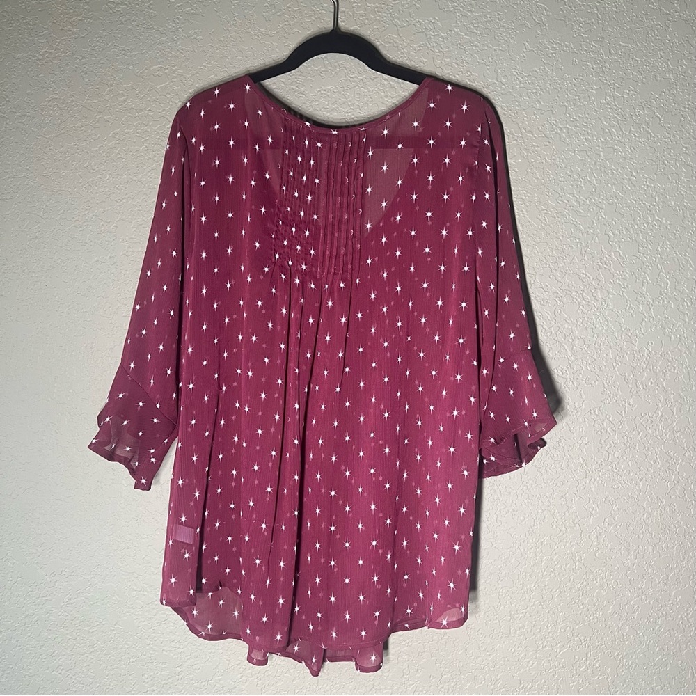 Maroon chiffon top with celestial design - Picture 5 of 5